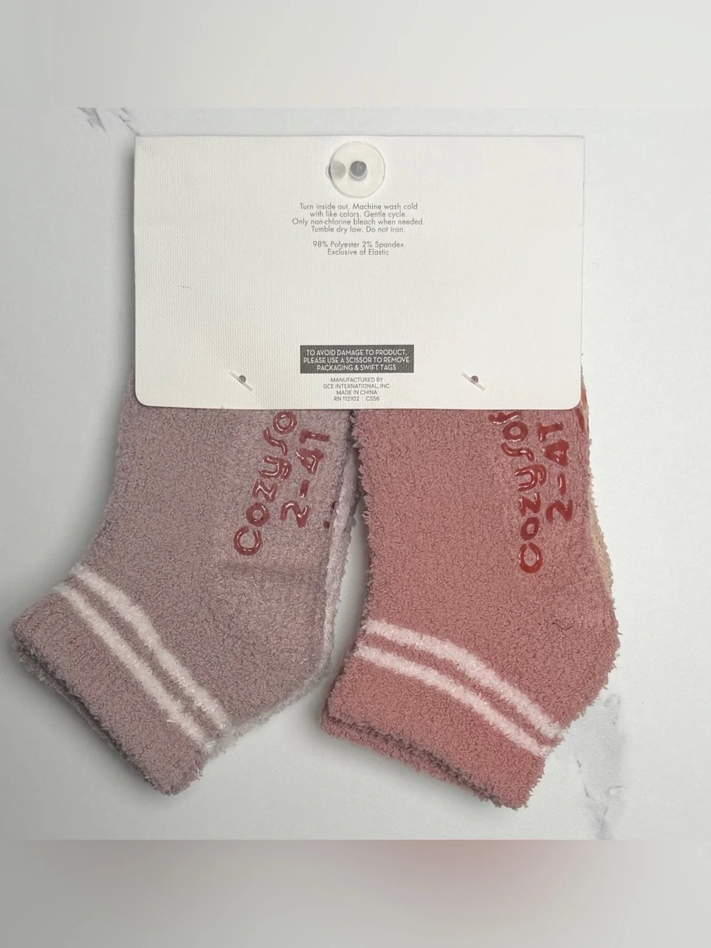 Kids Plush Anklet Socks - Pink & Tan